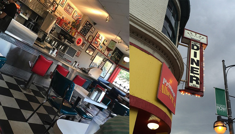 Interior and exterior view of Prince Albert’s Diner located in London, Ontario